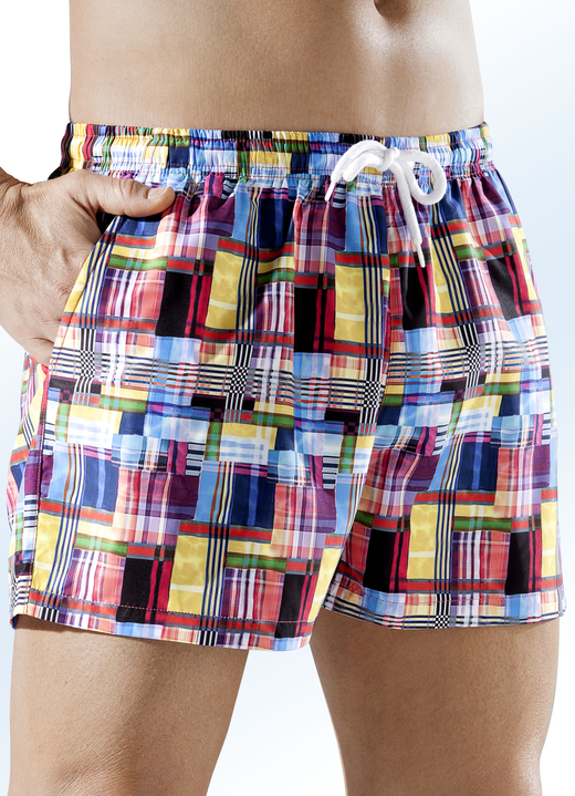 Badeshorts - Badeshorts, kariert, Microfaser, in Größe 004 bis 012, in Farbe MULTICOLOR