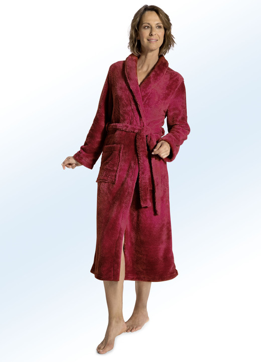 Badjassen - Badjas voor dames en heren, in Größe 3XL (L=56/58 H=64/66) bis XXL (D=52/54 H=60/62), in Farbe KERSROOD Ansicht 1
