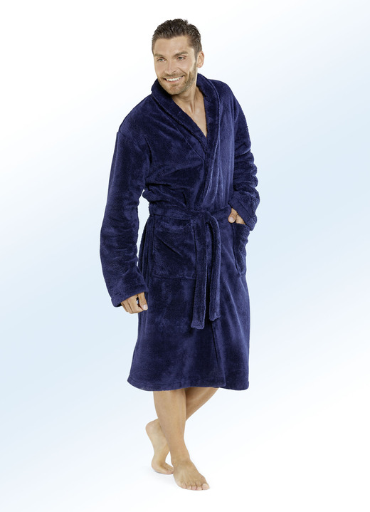 Badjassen - Badjas voor dames en heren, in Größe 3XL (L=56/58 H=64/66) bis XXL (D=52/54 H=60/62), in Farbe MARINE Ansicht 1
