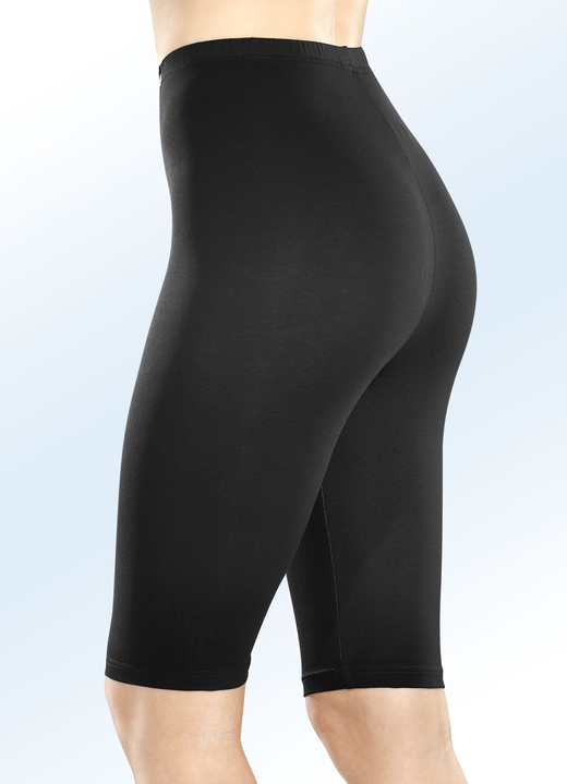 Leggings - Set van twee fietsbroeken met elastische tailleband, in Größe 036 bis 052, in Farbe 2X ZWART Ansicht 1