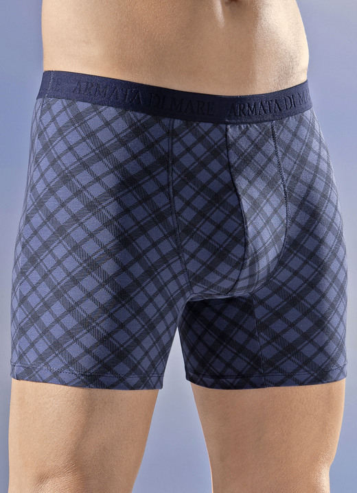 Pants & Boxershorts - Viererpack Pants mit Karodessin, in Größe 004 bis 010, in Farbe BLAU-SCHWARZ