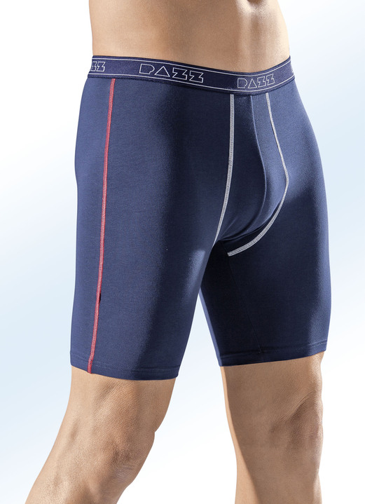 Pants & boxershorts - Pak van vier longpants, effen met contrastnaden, in Größe 005 bis 011, in Farbe MARINE Ansicht 1
