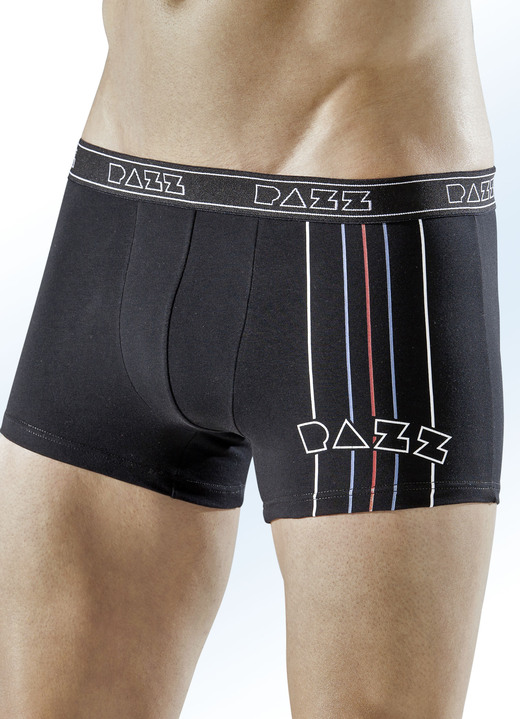 Pants & boxershorts - Verpakking met vier boxershorts, effen, met print, in Größe 005 bis 010, in Farbe ZWART