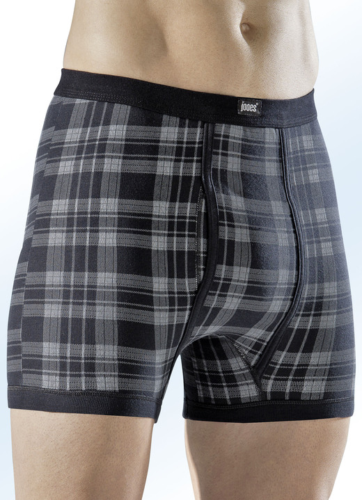 Slips & onderbroeken - Set van vier onderbroeken, geruit, in Größe 005 bis 012, in Farbe 2 X ZWART-LICHTGRIJS, 2 X LICHTGRIJS-ZWART