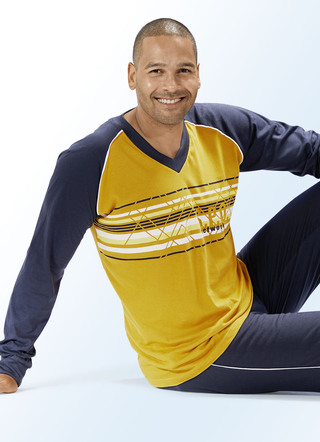 Pyjama met V-hals en geplaatst printmotief