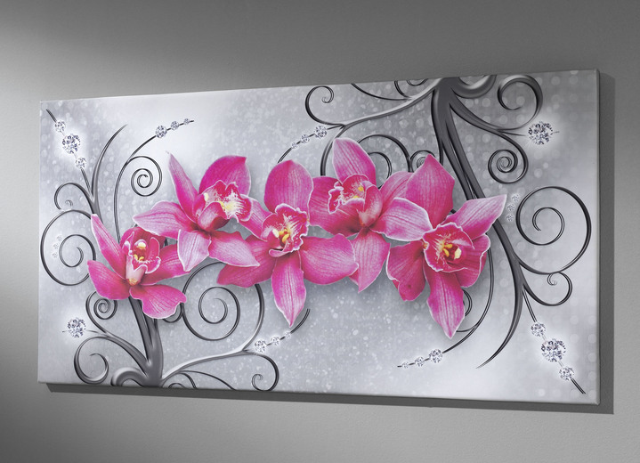 Bloemen - Schilderij met de titel orchideeën, in Farbe ROZE-ZILVER-381 Ansicht 1