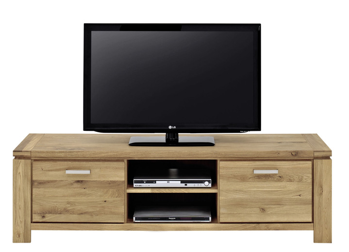 - Hoogwaardig tv-longboard met massief houten fronten, in Farbe WILD EIKEN, in Ausführung TV-longboard