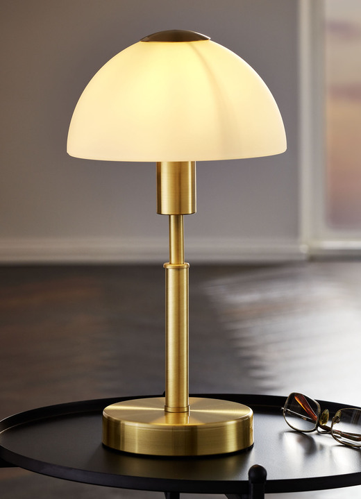 - Metalen tafellamp met glazen lampenkap, in Farbe MESSING