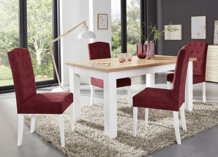- Eetkamermeubel gemaakt van massief beukenhout, in Farbe WIT-BORDEAUX, in Ausführung Stoelen, set van 2