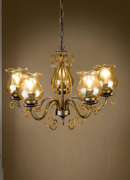 - Decoratieve hanglamp, in Farbe GOUD-ZILVER, in Ausführung Pendellamp, 5 lampen