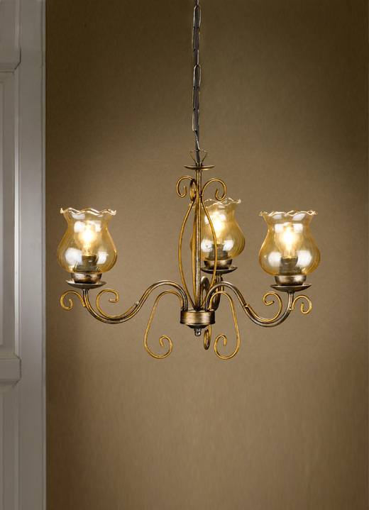 - Decoratieve hanglamp, in Farbe GOUD-ZILVER, in Ausführung Pendellamp, 3 lampen