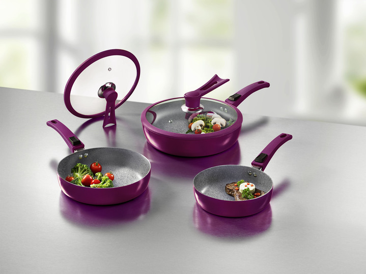 Potten & pannen - Professionele pannenset, 7-delig, met innovatieve standdeksels, in Farbe BESSEN Ansicht 1