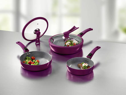 Professionele pannenset, 7 stuks, met innovatieve standaard deksels