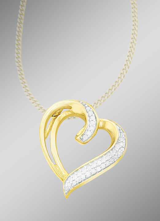 Hangers - Betoverende hartvormige kettinghanger met diamanten, in Farbe