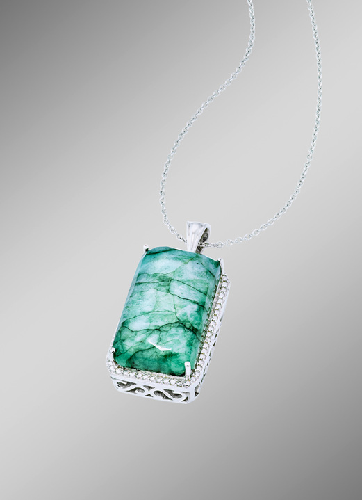 Hangers - Kettinghanger met natuurlijke smaragd en ankerketting, in Farbe