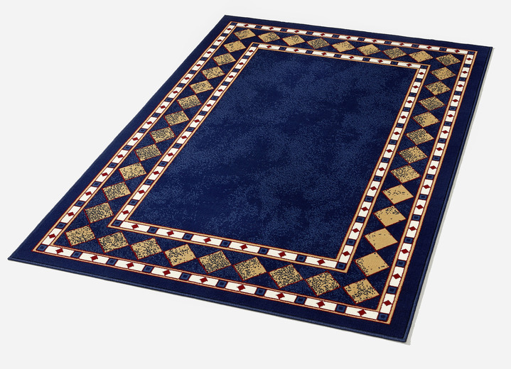 Klassiek - Dichtgeweven bruggen en vloerkleden met jute achterkant, in Größe 111 (Brug, 60 x 110 cm) bis 288 (Tapijt, 240 x 330 cm), in Farbe BLAUW Ansicht 1