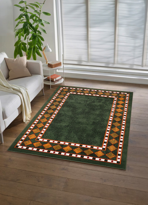 Klassiek - Dichtgeweven bruggen en vloerkleden met jute achterkant, in Größe 111 (Brug, 60 x 110 cm) bis 288 (Tapijt, 240 x 330 cm), in Farbe GROEN Ansicht 1