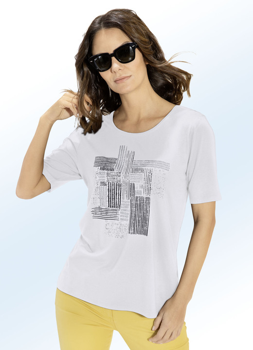 Korte mouw - Shirt met effectieve contrastprint in 2 kleuren, in Größe 036 bis 052, in Farbe ECRU