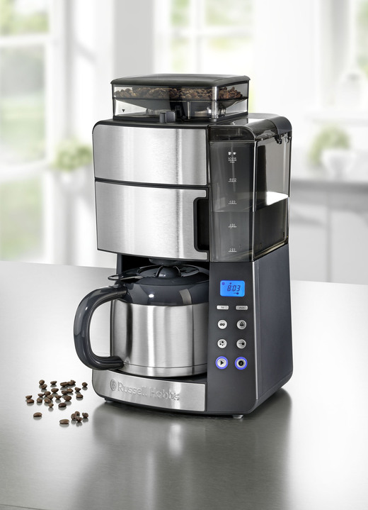 Koffie- & thee - Koffiezetapparaat met conische molen, in Farbe ZWART-ZILVER