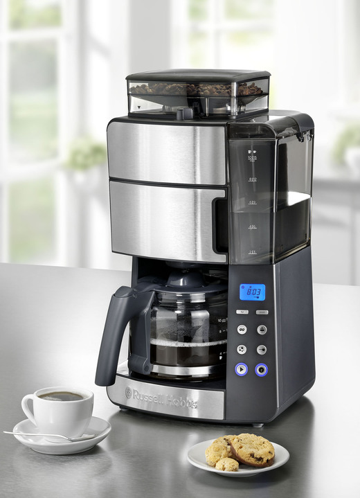Koffie- & thee - Koffiezetapparaat met geïntegreerd kegelmaalwerk, in Farbe ZWART-ZILVER