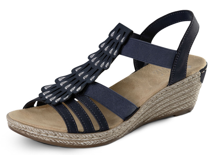 Sandalettes & slippers - Rieker sandaal met interessante metalen sieraden, in Größe 036 bis 042, in Farbe MARINE Ansicht 1