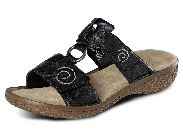 Sandalen & slippers - Rieker muiltjes met subtiele siernaden, in Größe 036 bis 042, in Farbe ZWART Ansicht 1