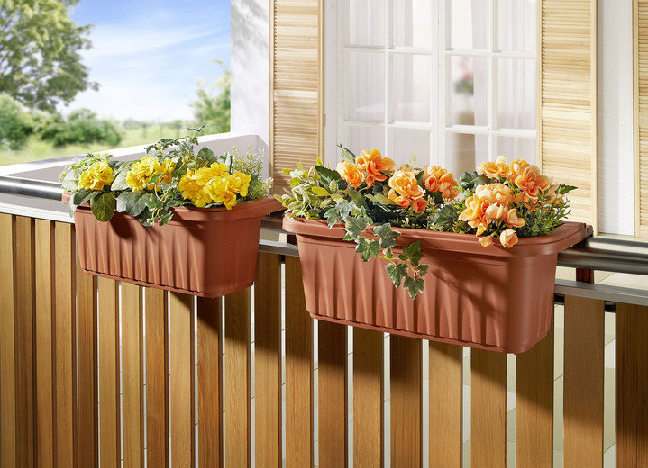 Plantenbakken - Balkondoos Rondine, set van 2, in Farbe TERRACOTTA Ansicht 1