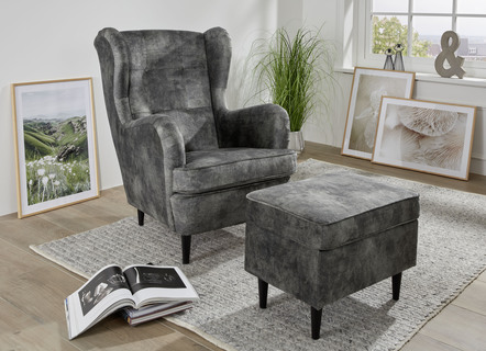Oorfauteuil met kruk