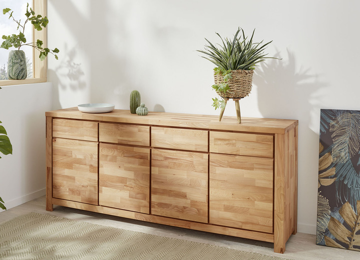 Sideboards - Meubelserie met massief houten fronten en soft close, in Farbe KERNBEUKEN, in Ausführung Regal klein Ansicht 1