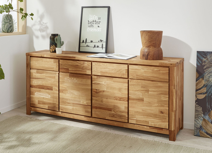 Sideboards - Meubelserie met massief houten fronten en soft close, in Farbe WILD EIKEN, in Ausführung Commode, 2 deuren Ansicht 1