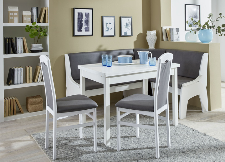 Stoelen & zitbanken - Tijdloos eetkamermeubilair, in Farbe WIT-GRIJS, in Ausführung Bankset, 4-delig Ansicht 1