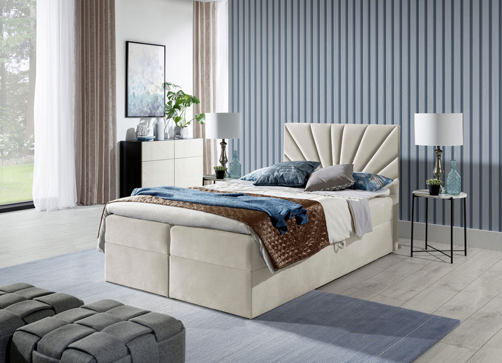 Boxspring - Boxspringbed met afneembare topper, in Farbe BEIGE Ansicht 1