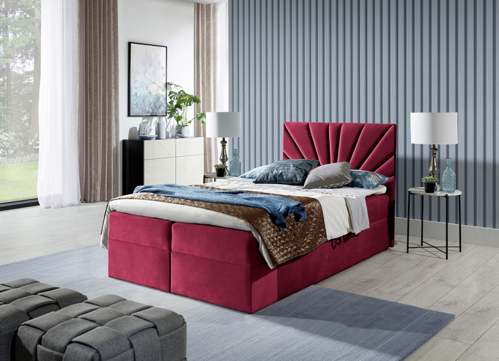 Boxspringbetten - Boxspringbett mit abnehmbaren Topper, in Farbe ROT Ansicht 1
