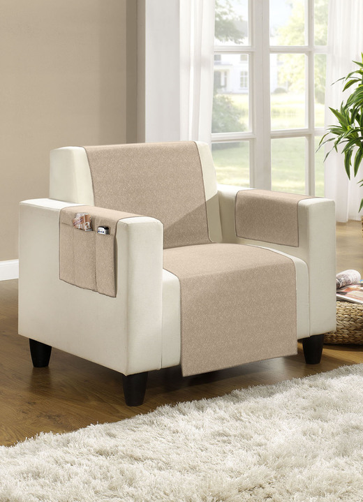 - Woonaccessoires met antisliplaag, in Größe 100 (fauteuilkussen, 50 x 90 cm) bis 865 (2 armleuningbeschermers, 38 x 55 cm), in Farbe BEIGE