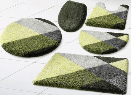Badkamerset met geometrisch patroon