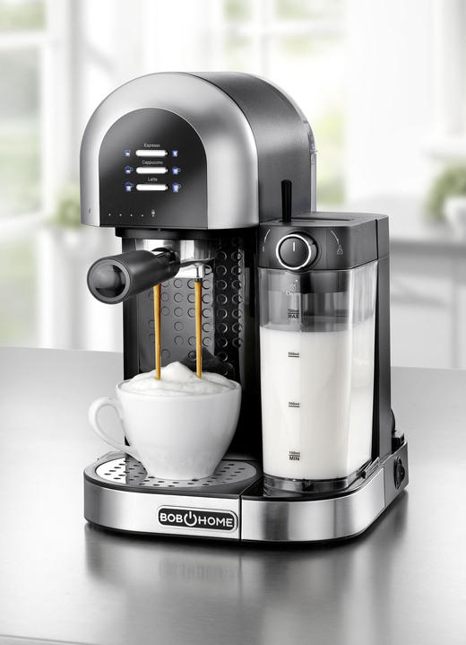 - Bob Home Latessa espressomachine, in Farbe ZWART-ZILVER