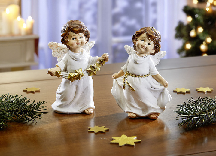 - Engel met gouden riemband, set van 2, in Farbe WIT-GOUD Ansicht 1