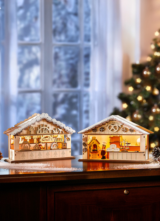 - Weihnachtsmarktszene aus Holz, in Farbe NATUR-BRAUN, in Ausführung Weihnachtsbäckerei Ansicht 1