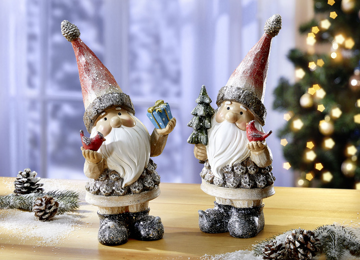 Kerstmis - Grappige kerstmannen, in Farbe ZILVER-ROOD, in Ausführung Kerstman met kerstboom