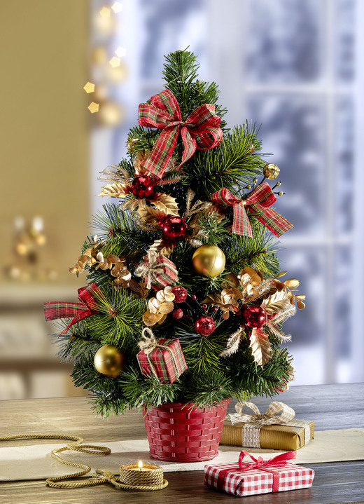 - Kerstboom in een pot, in Farbe GROEN-ROOD