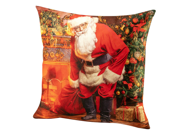 - Kissenbezug mit weihnachtlichen Motiven, in Farbe ROT, in Ausführung Kissenbezug Weihnachtsmann Ansicht 1