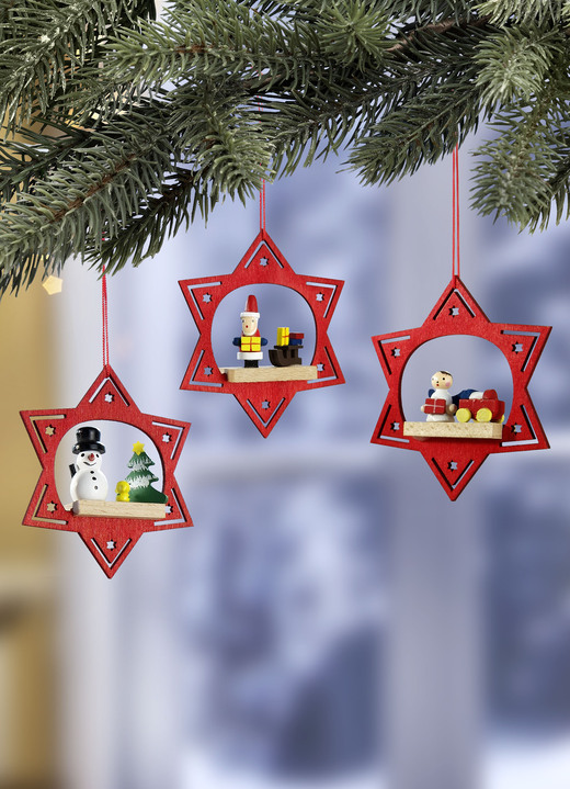 - Houten boomhangers, set van 3, in Farbe ROOD