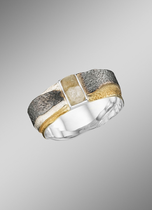 Ringen - Damesring met 2 ruwe diamanten, in Größe 160 bis 220, in Farbe  Ansicht 1