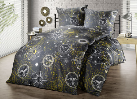 Bedlinnen set met zon-maan-en-sterren design