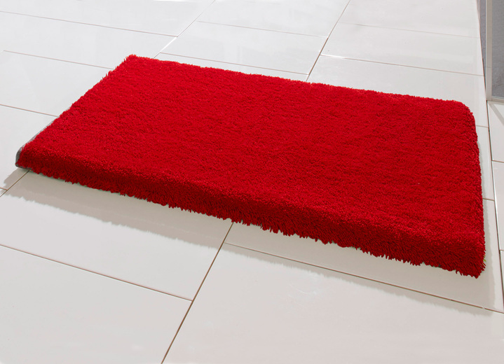 - Ultrazachte Table Tuft badkamerset van Grund, in Größe 100 (Matje, halfrond 50/80 cm) bis 110 (set voor hangend toilet, 2-delig), in Farbe ROOD-GRIJS