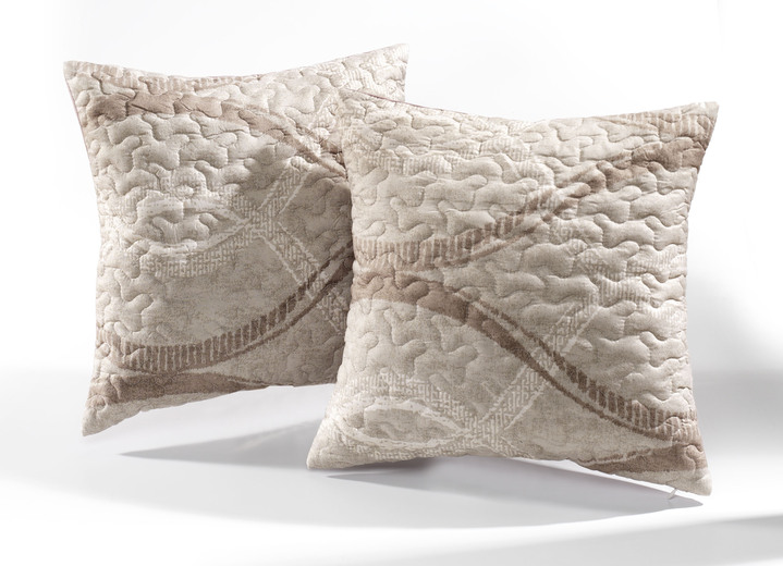 - Sprei en kussenslopen met golfmotief, in Größe 873 (eenpersoonsbed, 135 x 210 cm) bis 920 (2 kussenslopen, 40 x 40 cm), in Farbe BEIGE-BRUIN