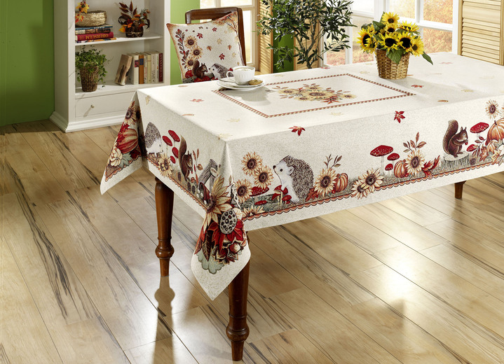 Tafellakens - Tafel- en kamerdecoratie van wandtapijt, in Größe 100 (2 placemats, 33/45 cm) bis 140 (tafelkleed, 140/140 cm), in Farbe CRÈME Ansicht 1
