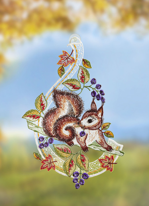 Raamhangers - Raamafbeelding eekhoorn gemaakt van echt Plauenkant, in Farbe MULTICOLOR