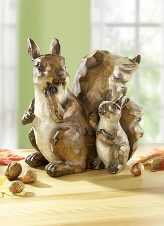 Eekhoornfamilie in gesneden houtlook