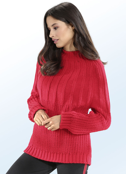 - Trui van een structuurmix, in Größe L(44/46) bis XS (32/34), in Farbe ROOD Ansicht 1